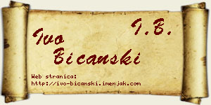 Ivo Bičanski vizit kartica